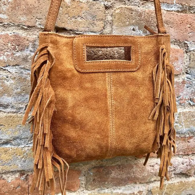 bag Genuine Suede Leather Crossbody Bag with Fringes Etsy - goodtimesbarcelona $46.73