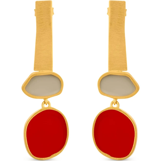 accessory Geometric Collage Gold-Plated Three Shapes Drop Earrings MoMA Design Store $115
