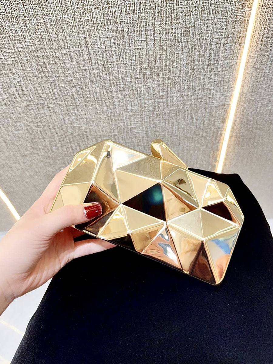bag Geometric Faceted Hardcase Clutch MNBF137 - Gold missord $28.34