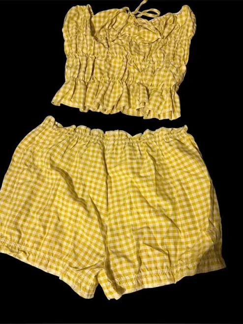 matching set Gingham Smocked Crop Top & Shorts Set Poshmark $38