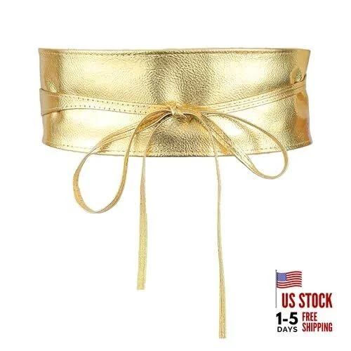 accessory Gold Skinny Belt For Women Dresses, Soft Metallic Faux Leather Waist eBay - avkat_5 $15.39