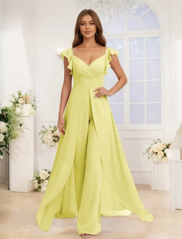 jumpsuit Graceful V-Neck Ruffle Chiffon Jumpsuit Pomuyoo $89