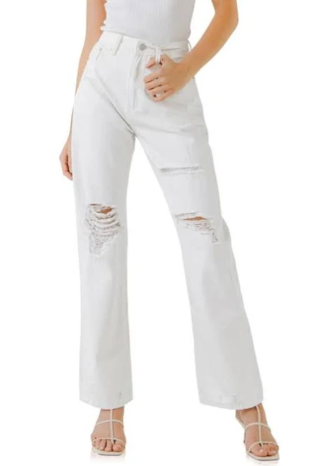 pants Grey Lab Women's Destroyed Straight Leg Jeans Nordstrom $90