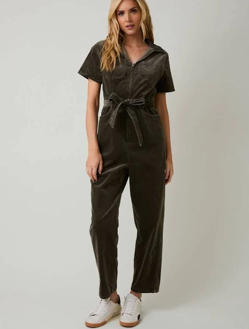 jumpsuit Half Sleeve Zip Up Utility Jumpsuit Sissy Boutique $78