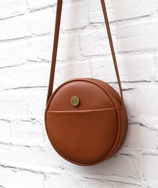 bag Handmade Vegan Leather Round Crossbody Bag Etsy - EverydayStylishBags $110.79