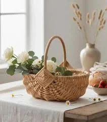 bag Handmade Willow Wicker Picnic Basket – Versatile Straw Tote for Picnics or Home Styling Etsy $45