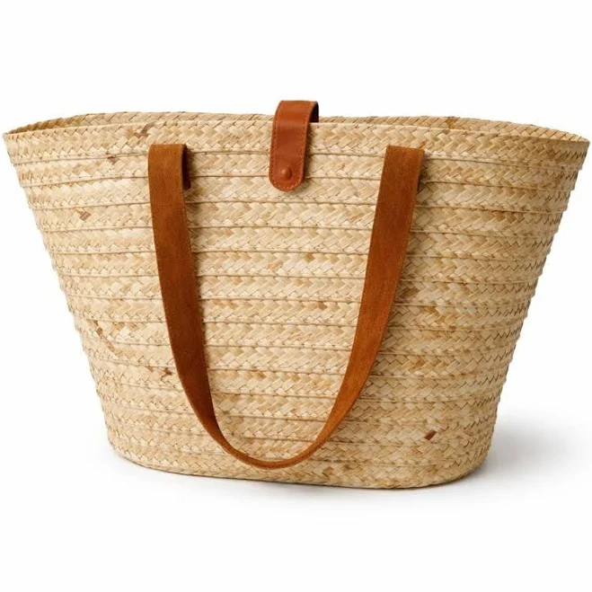 bag Handmade Woven Straw Tote with Leather Handle Etsy - Seller $36.61