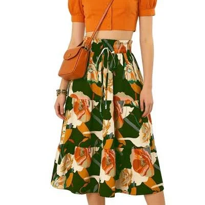 bottom High-Waisted Flowy Floral Print Midi Skirt Target $34.99