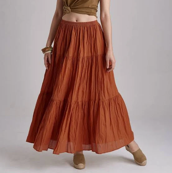skirt Hippie Gypsy Boho Tiered Peasant Maxi Skirt Etsy - JoozieCotton $60