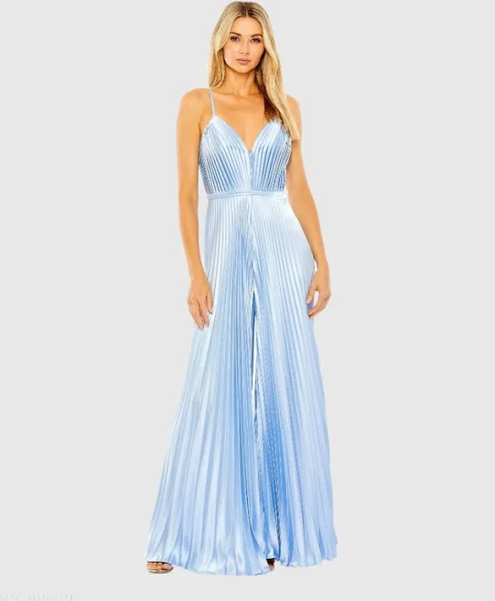 jumpsuit Ieena for Mac Duggal 26319 Pleated Plunge Neck Wide Leg Jumpsuit Mac Duggal $159