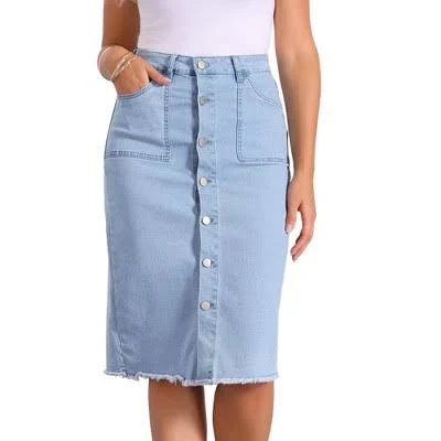 skirt Inspire Chic Women's High Waist Midi Denim Skirt Target $36.99