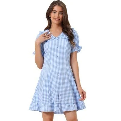 dress Inspire Chic Women's Plaid Gingham Puff Sleeve Ruffle Dress Target $40.99