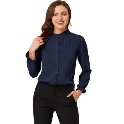 blouses Inspire Chic Women's Ruffle Collar Long Sleeve Chiffon Shirt Target $31.99