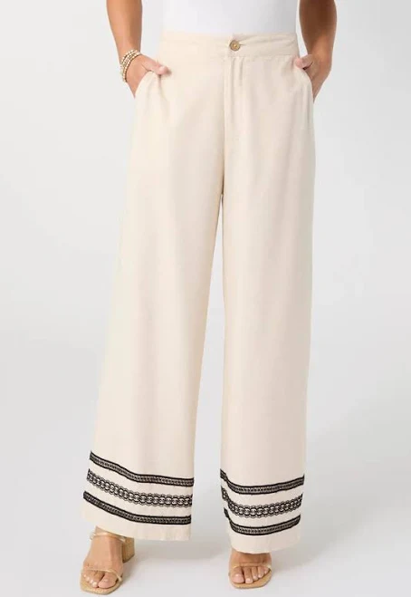 pants Isabelle Linen Crochet Trim Pants shopabigails.com $58