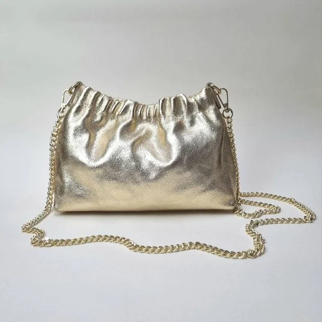 bag Italian Leather Metallic Gold Crossbody Clutch Bag Etsy - Seller $51.85