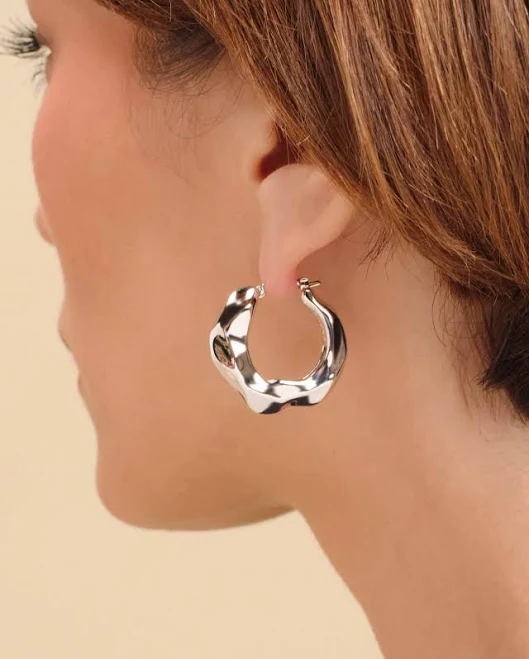 accessory JAXXON Women's Hammered Hoop Silver Earrings Jaxxon $99