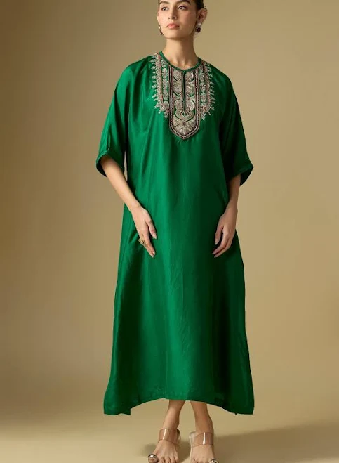 dress Jayanti Reddy Women's Silk Zari Embroidered Kaftan Pernia's Pop Up Shop $366