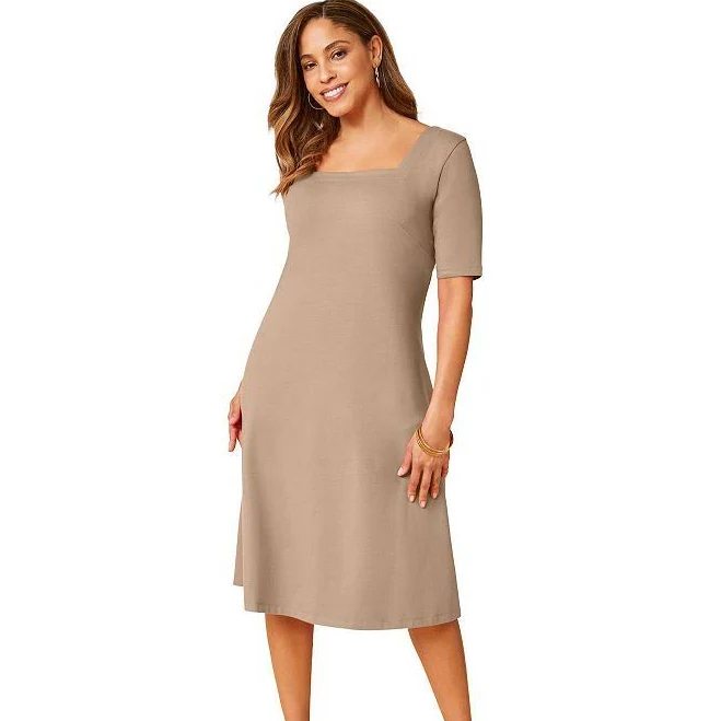 dress Jessica London Women's Stretch Cotton Square Neck Midi Dress Kohl's $37.99