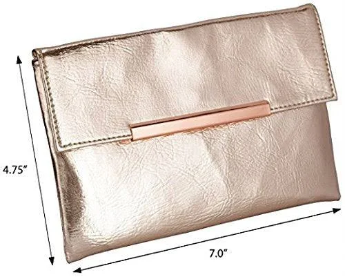 bag Juvitus Small Rose Gold Metallic Clutch Bag for Cosmetics, Makeup, Cellphone, Wallet, and Organization - Made of Premium Vegan Leather Juvitus $14.89