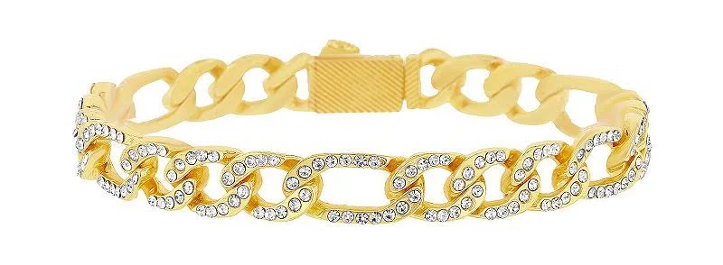 accessory KIRO Gold-Tone Figaro Chain Bracelet with Crystals Adult Kohl's $29.99