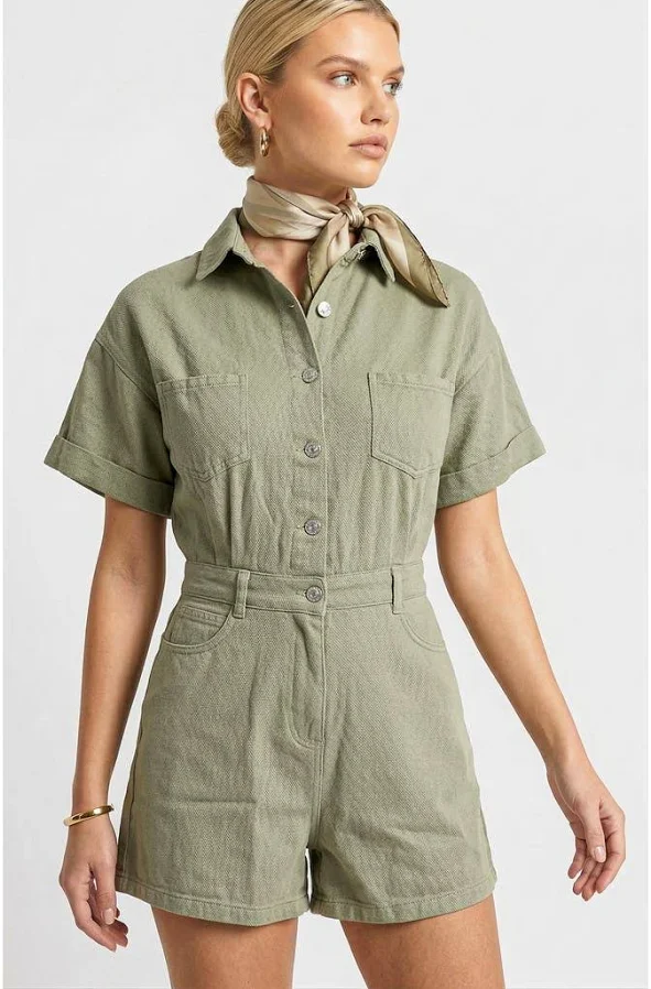 romper Knit & Lounge Women's Short Sleeve Utility Romper with Button Front and Patch Pockets Nordstrom $88