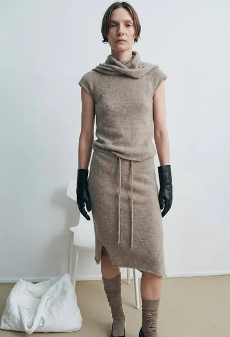 skirt Knit Midi Skirt with Side Slit Simonett $105