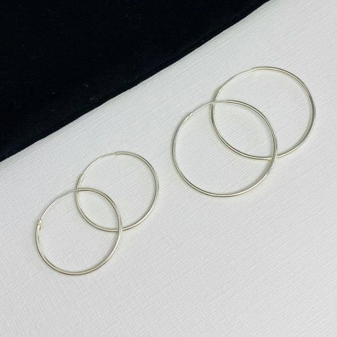 accessory Kookytwo Silver Sleeper Hoop Earrings Sterling Silver Hoop Earrings Etsy - KookyTwo $27.43