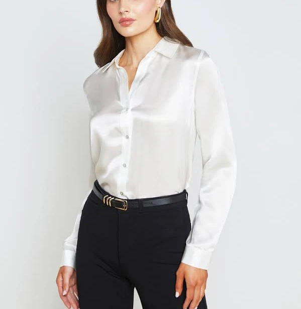 top L'AGENCE Tyler Long Sleeve Blouse lagence.com $325