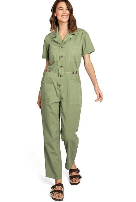 jumpsuit Lana Roux Women's Petite Aviator Utility Denim Jumpsuit PInk Ice $64.99