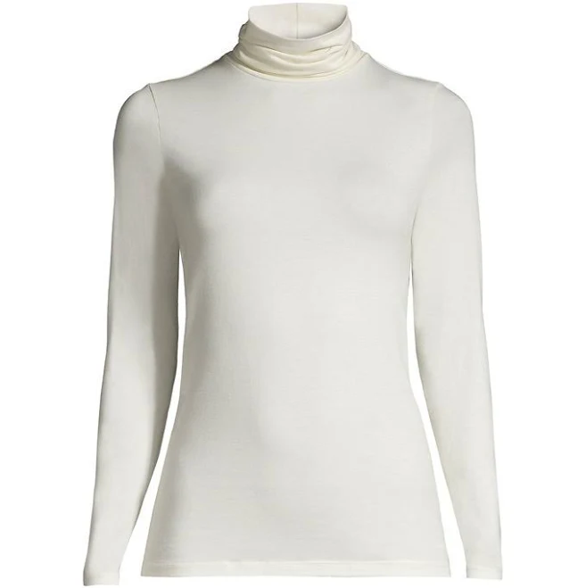 top Lands' End Women's Lightweight Jersey Long Sleeve Turtleneck Lands' End $22.47