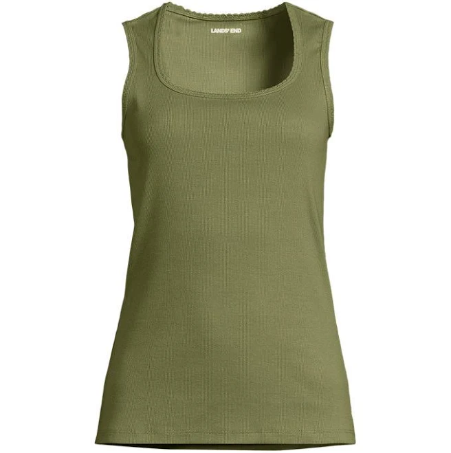 top Lands' End Women's Micro Rib Square Neck Tank Top Lands' End $17.47