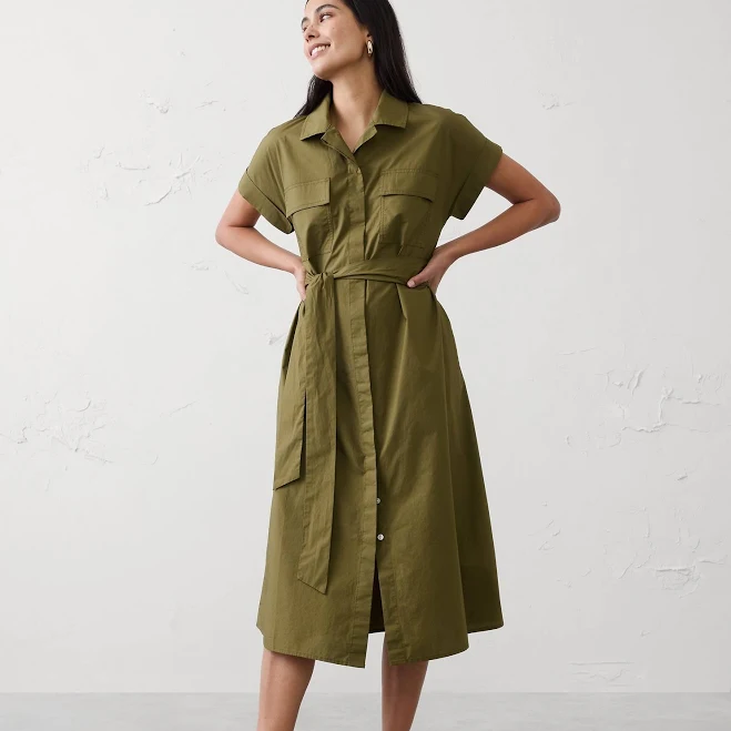 dress Landslide Women's Poplin Utility Midi Shirtdress Banana Republic Factory $84