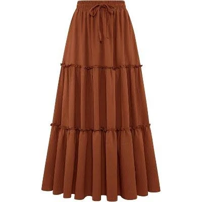 skirt LEVEN Sixteen Women's Boho High Waist Pleated Ruffle Maxi Skirt with Pocket Target $72.99