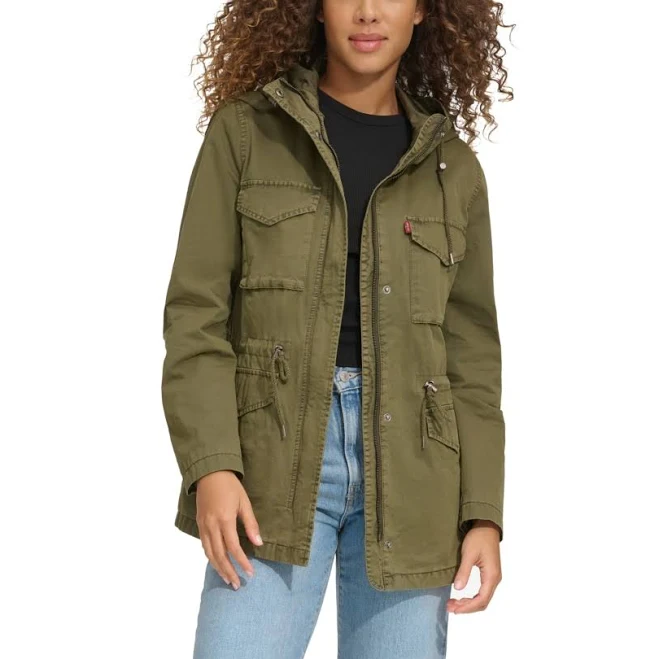 outerwear Levi's Women's Lightweight Washed Cotton Military Jacket Macy's $120