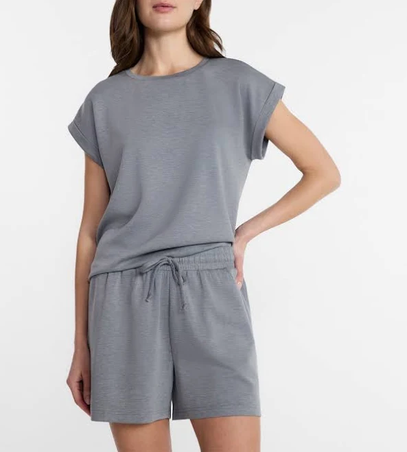 two piece set Lissome Women's 2-Piece Lounge Set Scuba Knit Top and Shorts Walmart $19.98