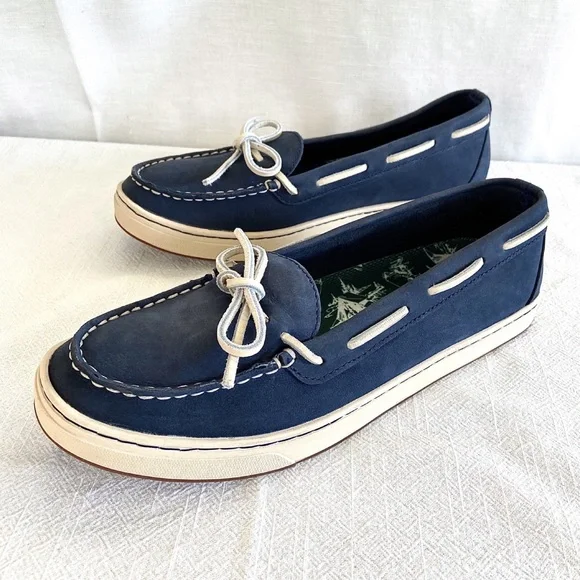 shoes LLBean Women's Leather Boat Shoes Navy Blue w White Laces Size 11M Poshmark $26