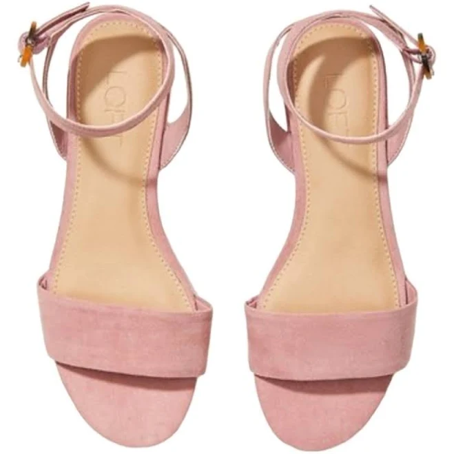 shoes Loft Shoes | New! Loft Vegan Suede Strappy Low Block Heel Blush Pink 8. | Color: Pink | Size: 8 | Anitasfabfinds's Closet Poshmark $49