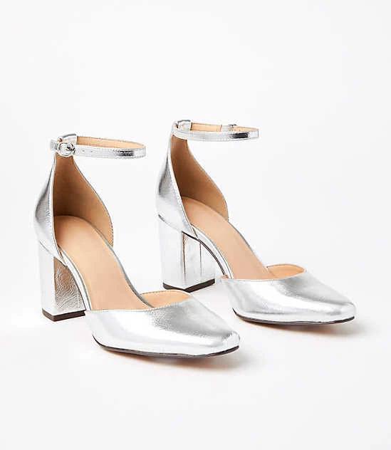 shoes Loft Women's Metallic Ankle Strap Block Heels LOFT $31.45
