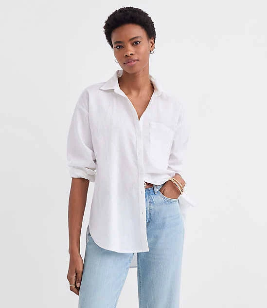 cover-up Loft Women's Oversized Linen Cotton Shirt with Pocket LOFT $33.73