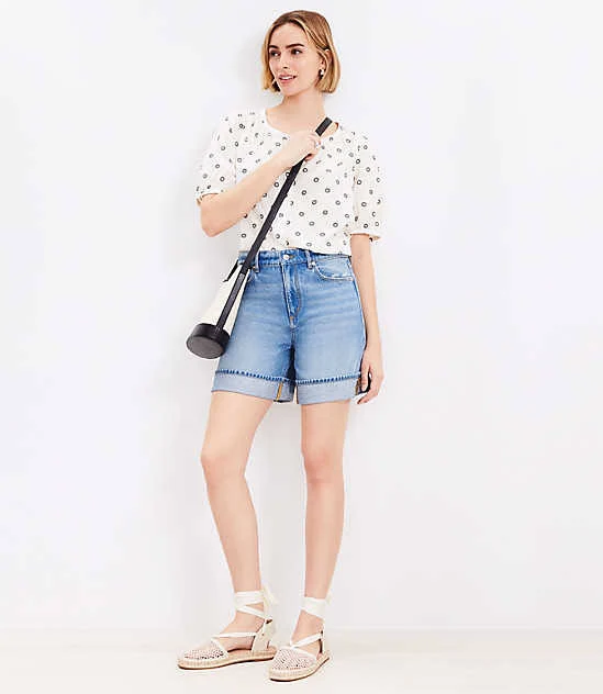 shorts Loft Women's Petite A-Line High Rise Denim Shorts LOFT $13.95