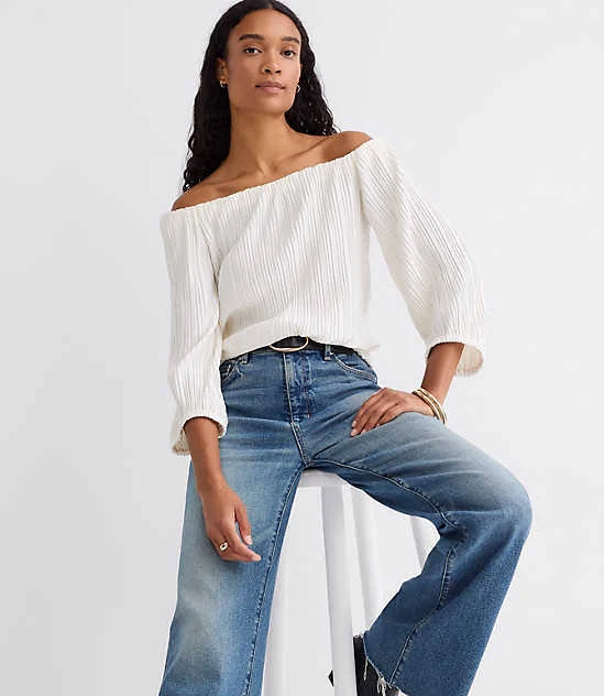 off-shoulder top Loft Women's Petite Pleated Off The Shoulder Blouse LOFT $26.93