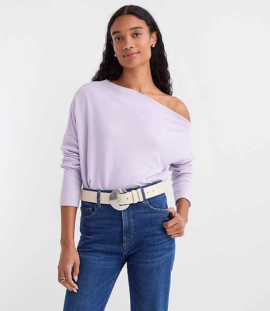 off-shoulder top Loft Women's Petite Ribtrim Jersey Off The Shoulder Top LOFT $23.93