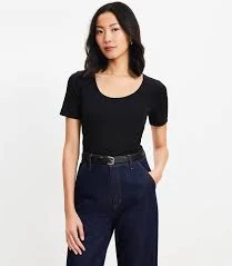 top Loft Women's Ribbed Scoop Neck T-Shirt LOFT $12.44