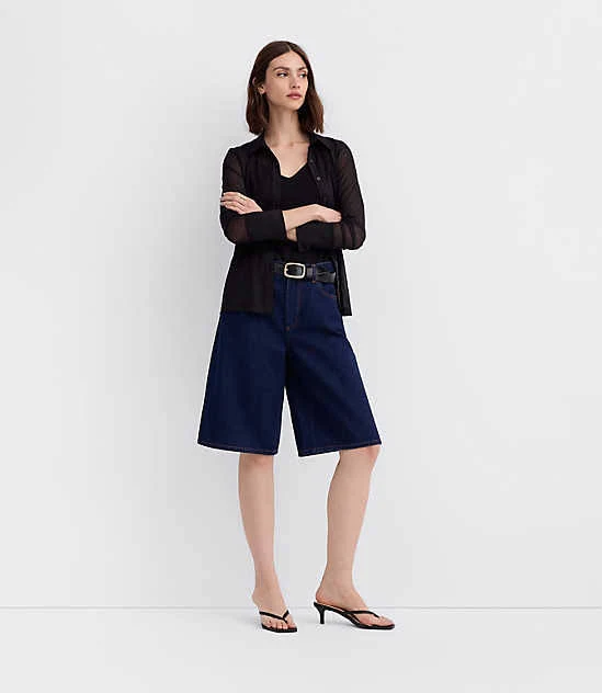 shorts Loft Women's Rivete High Rise Denim Bermuda Shorts LOFT $34.97