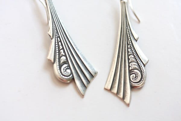 accessory Long silver Art Deco earrings, architectural Art Deco silver drop earrings, Art Nouveau style dangles, lightweight 925 hypoallergenic drops Etsy $23.4