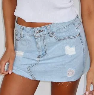 skirt Love To Dream Distressed Denim Mini Skirt White Fox Boutique $18
