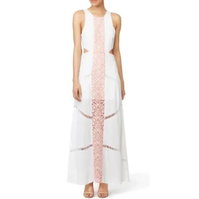 dress Lovers + Friends Dresses | Lovers And Friends | Beautiful Leila Maxi Dress In Ivory With Pink Lace Inset | Color: Cream/Pink | Size: L | Pm-37783046's Poshmark $99