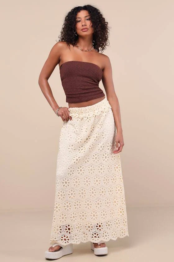 maxi skirt Lulus Floral Eyelet Embroidered Maxi Skirt Lulus $35