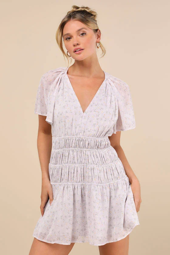 dress Lulus Floral Flutter Sleeve Mini Dress Lulus $25