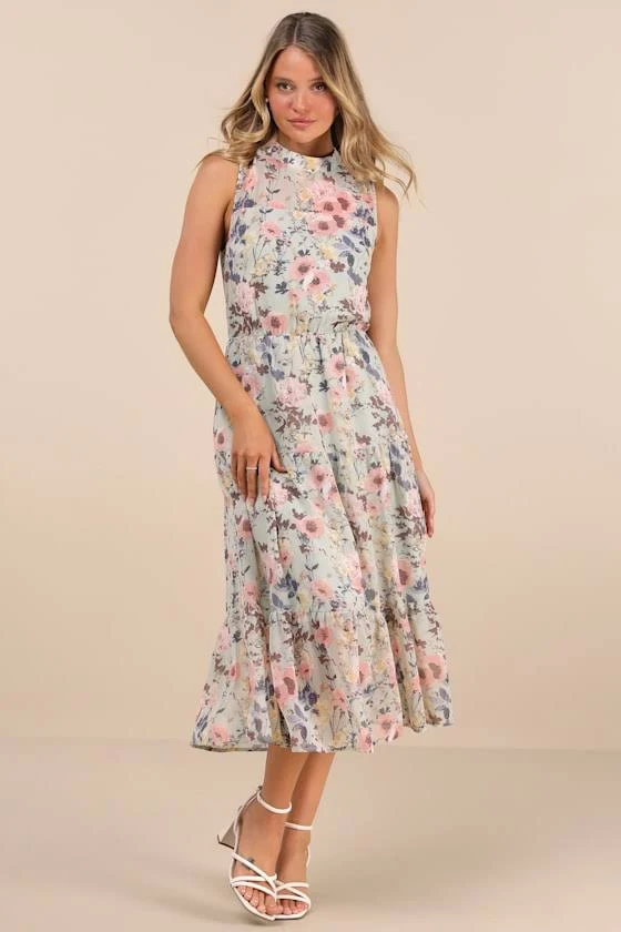 dress Lulus Floral Print Midi Dress Lulus $69